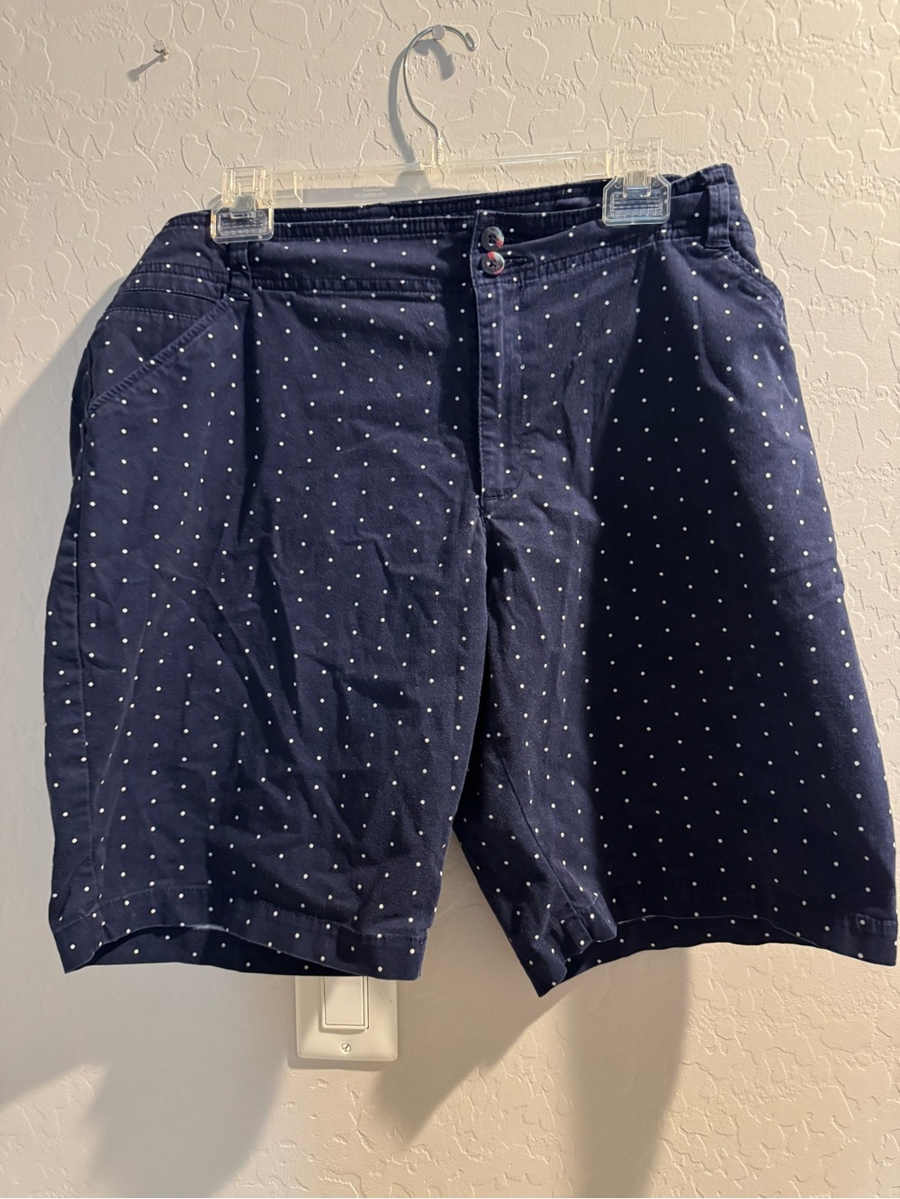 Source Unknown Navy Polka Dot Flat Front Shorts
